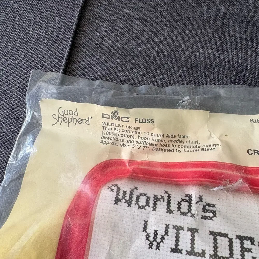 World's Wildest Skier Vintage Counted Cross Stitch Kit by Dino-Sports - 1988